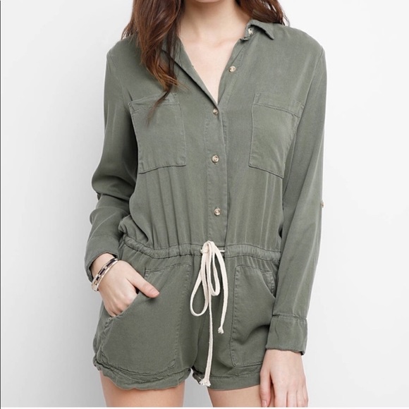 Abbeline Pants - Abbeline Tencel Olive Green Romper